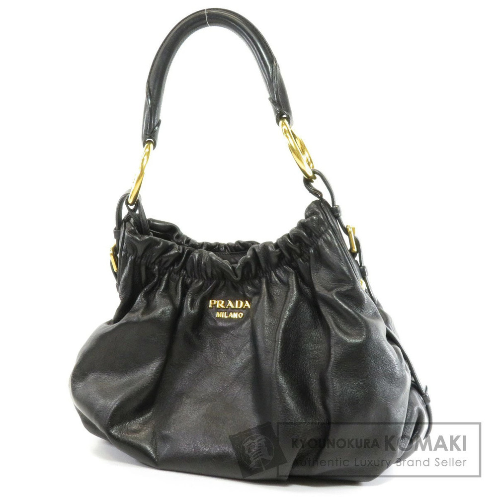 Prada Milano pleated black leather shoulder Hobo bag